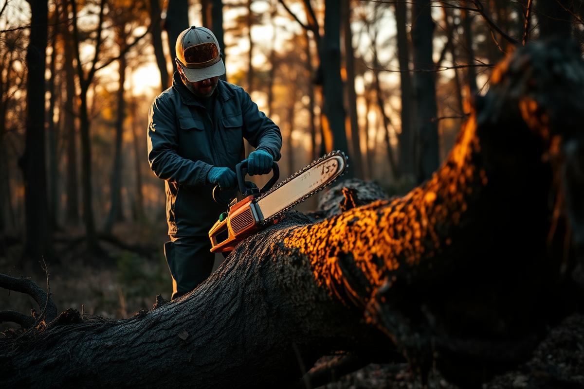 Tree surgeon carrying out felling in West Sussex